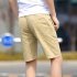 Men Cotton Middle Length Trousers Baggy Fashion Slacks Sport Beach Shorts Khaki  fish bone  XXL