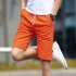Men Cotton Middle Length Trousers Baggy Fashion Slacks Sport Beach Shorts Orange  fish bone  M