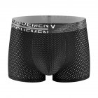 Men Cotton Underwear Summer Soft Breathable Stretch Mesh Large Size Ice Silk Boxer Briefs Underpants black XXL
