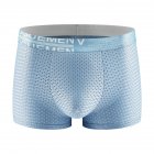 Men Cotton Underwear Summer Soft Breathable Stretch Mesh Large Size Ice Silk Boxer Briefs Underpants light blue XXL