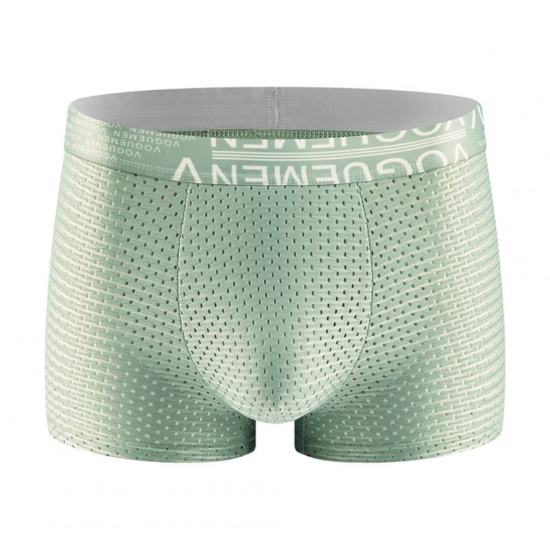Men Cotton Underwear Summer Soft Breathable Stretch Mesh Large Size Ice Silk Boxer Briefs Underpants green XXL