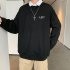 Men Crew Neck Sweatshirt Solid Color Printing LEFT Loose Casual Male Pullover Tops Black  XL