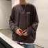 Men Crew Neck Sweatshirt Solid Color Printing LEFT Loose Casual Male Pullover Tops Gray XXL