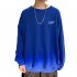 Men Crew Neck Sweatshirt Solid Color Printing LEFT Loose Casual Male Pullover Tops Blue XXL
