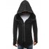 Men Dark Cloak Design Hoodie Fashionable Warm Hooded Pullover Top with Zipper Closure black M