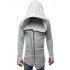 Men Dark Cloak Design Hoodie Fashionable Warm Hooded Pullover Top with Zipper Closure black M