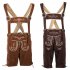 Men Embroidered Suspender Pants Bavarian Traditional Style Pants Brown DE Size M