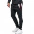 Men Fall Winter Casual Fashion Stripes Middle Waisted Pants Trousers for Sports Casual Business black XXXL