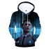 Men Fashion 3D Digital Print Hoodie Casual Hooded Loose Type Sweater Tops A  XL