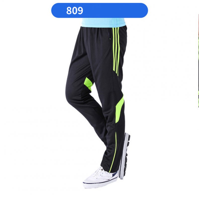Men Fashion Athletic Training Pants Breathable Running Football Long Pants 809-fluorescent green_XL