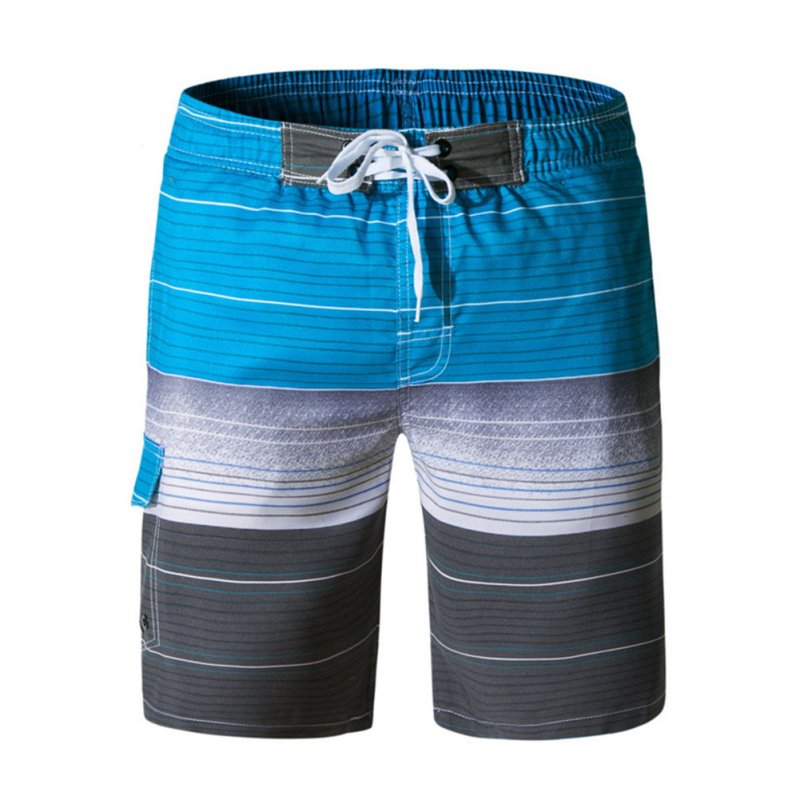 Men Fashion Beach Shorts Casual Home Wear Drawstring Shorts 06 light blue_M