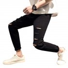 Men Fashion Black Ninth Pants Broken Hole Jeans C58 black 29 