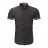 Men Fashion Button Design Lapel Shirt with Pocket Matching Color Cotton Shirt Dark grey M