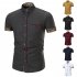 Men Fashion Button Design Lapel Shirt with Pocket Matching Color Cotton Shirt Dark grey M