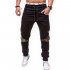 Men Fashion Camouflage Stitching Trousers Tight Trousers Foot Loose Casual Trousers  gray L