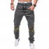 Men Fashion Camouflage Stitching Trousers Tight Trousers Foot Loose Casual Trousers  black M