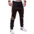 Men Fashion Camouflage Stitching Trousers Tight Trousers Foot Loose Casual Trousers  black XL
