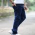 Men Fashion Casual All match Straight Leg Jeans Pure blue  30