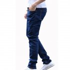 Men Fashion Casual All match Straight Leg Jeans Pure blue  31