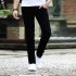 Men Fashion Casual All match Straight Leg Jeans Pure black 32