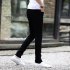 Men Fashion Casual All match Straight Leg Jeans Pure black 34