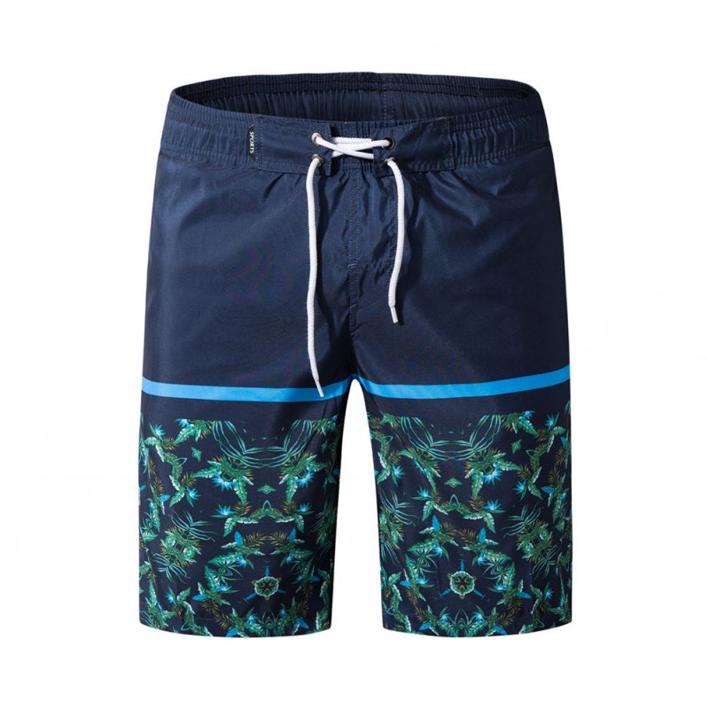 Men Fashion Casual Beach Surf Shorts Quick-drying Shorts Navy blue_XL