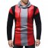 Men Fashion Casual Long Sleeve Collar Long Sleeve T Shirt Tops red XL