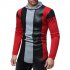 Men Fashion Casual Long Sleeve Collar Long Sleeve T Shirt Tops red XL