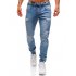 Men Fashion Casual Loose Frosted Zip Up Sports Jeans Denim Pants Trousers black L