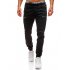Men Fashion Casual Loose Frosted Zip Up Sports Jeans Denim Pants Trousers black 3XL