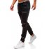 Men Fashion Casual Loose Frosted Zip Up Sports Jeans Denim Pants Trousers Navy blue XL