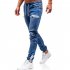 Men Fashion Casual Loose Frosted Zip Up Sports Jeans Denim Pants Trousers Navy blue M
