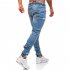 Men Fashion Casual Loose Frosted Zip Up Sports Jeans Denim Pants Trousers Light blue 2XL