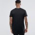Men Fashion Casual Loose Round Hem Elongated Solid Color T shirt black XXL