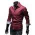 Men Fashion Casual Solid Color Long Sleeve Slim Shirts  white L