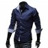 Men Fashion Casual Solid Color Long Sleeve Slim Shirts  white L
