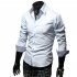 Men Fashion Casual Solid Color Long Sleeve Slim Shirts  black XL