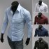 Men Fashion Casual Solid Color Long Sleeve Slim Shirts  black XL