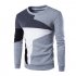 Men Fashion Chic Hit Color Long Sleeve Sweater Simple Casual Sweatshirt Pullover light grey L