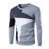 Men Fashion Chic Hit Color Long Sleeve Sweater Simple Casual Sweatshirt Pullover blue XXL