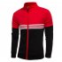 Men Fashion Coat Colour Matching Stand Collar Long SLeeve Jacket  red L