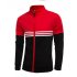 Men Fashion Coat Colour Matching Stand Collar Long SLeeve Jacket  red XL