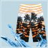 Men Fashion Coconut Tree Printed Quick Dry Beach Pants  Orange XXL
