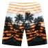 Men Fashion Coconut Tree Printed Quick Dry Beach Pants  Orange XXL