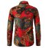 Men Fashion Cool Printing Casual Long Sleeve T shirt red 3XL