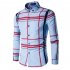 Men Fashion Digital Print Large Plaid Long Sleeve Shirt Tops sky blue XXL