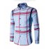 Men Fashion Digital Print Large Plaid Long Sleeve Shirt Tops sky blue XXL