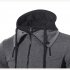Men Fashion Double Zipper Hooded Sweatshirt Long Sleeve Casual Coat Tops for Winter Autumn Light gray L