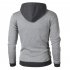 Men Fashion Double Zipper Hooded Sweatshirt Long Sleeve Casual Coat Tops for Winter Autumn Light gray L