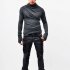 Men Fashion Heap Collar Shirt Super Long Sleeve with Gloves Casual Shirt Solid Color Tops gray M